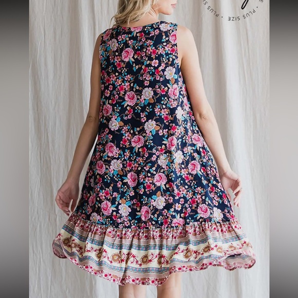 Floral Border Print Ruffle Hem Dress - Picture 3 of 3